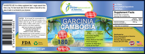Garcinia Cambogia 1500mg 95%HCA 180 Capsules
